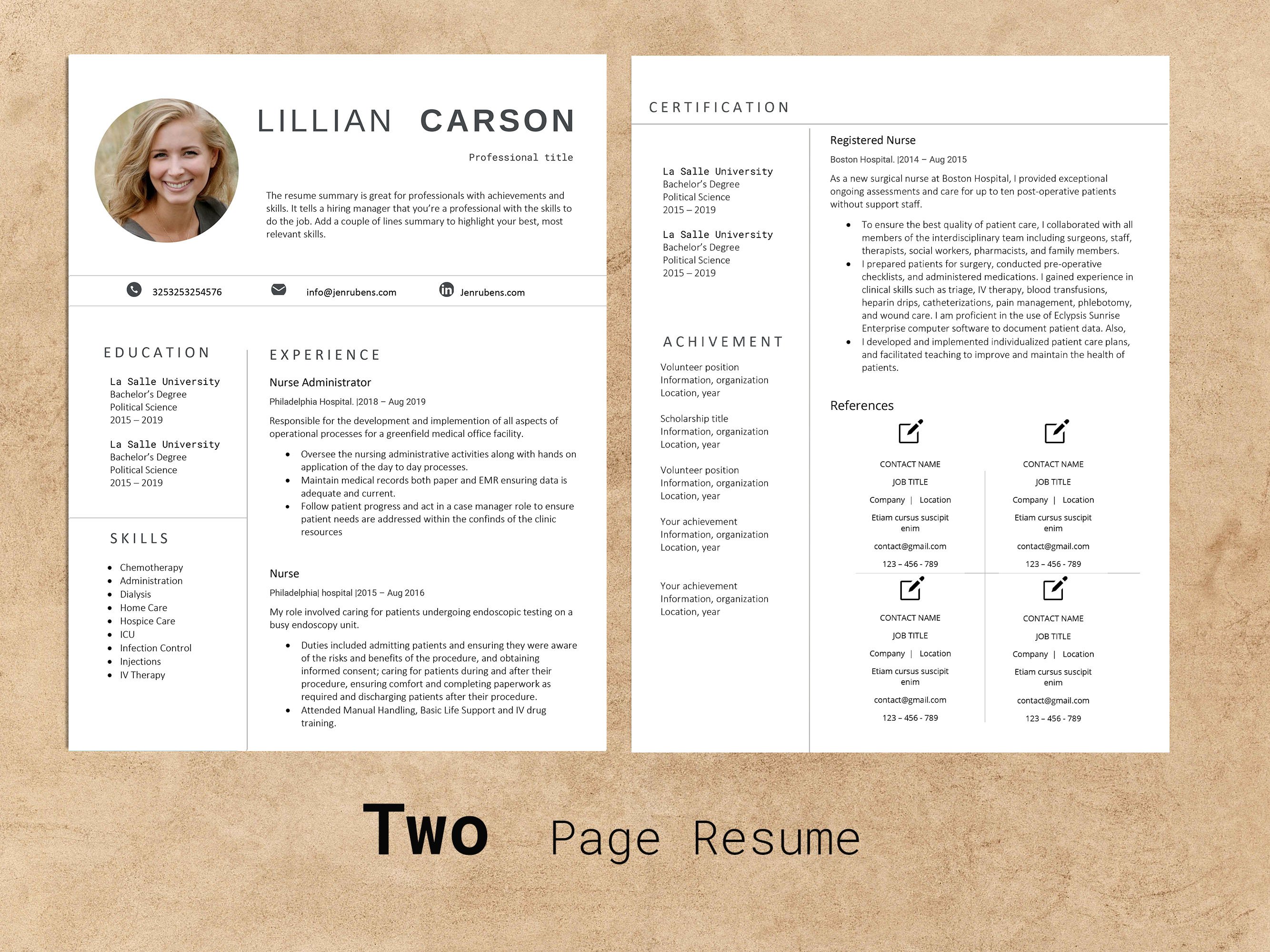 Sorority resume template word & CV preview image.