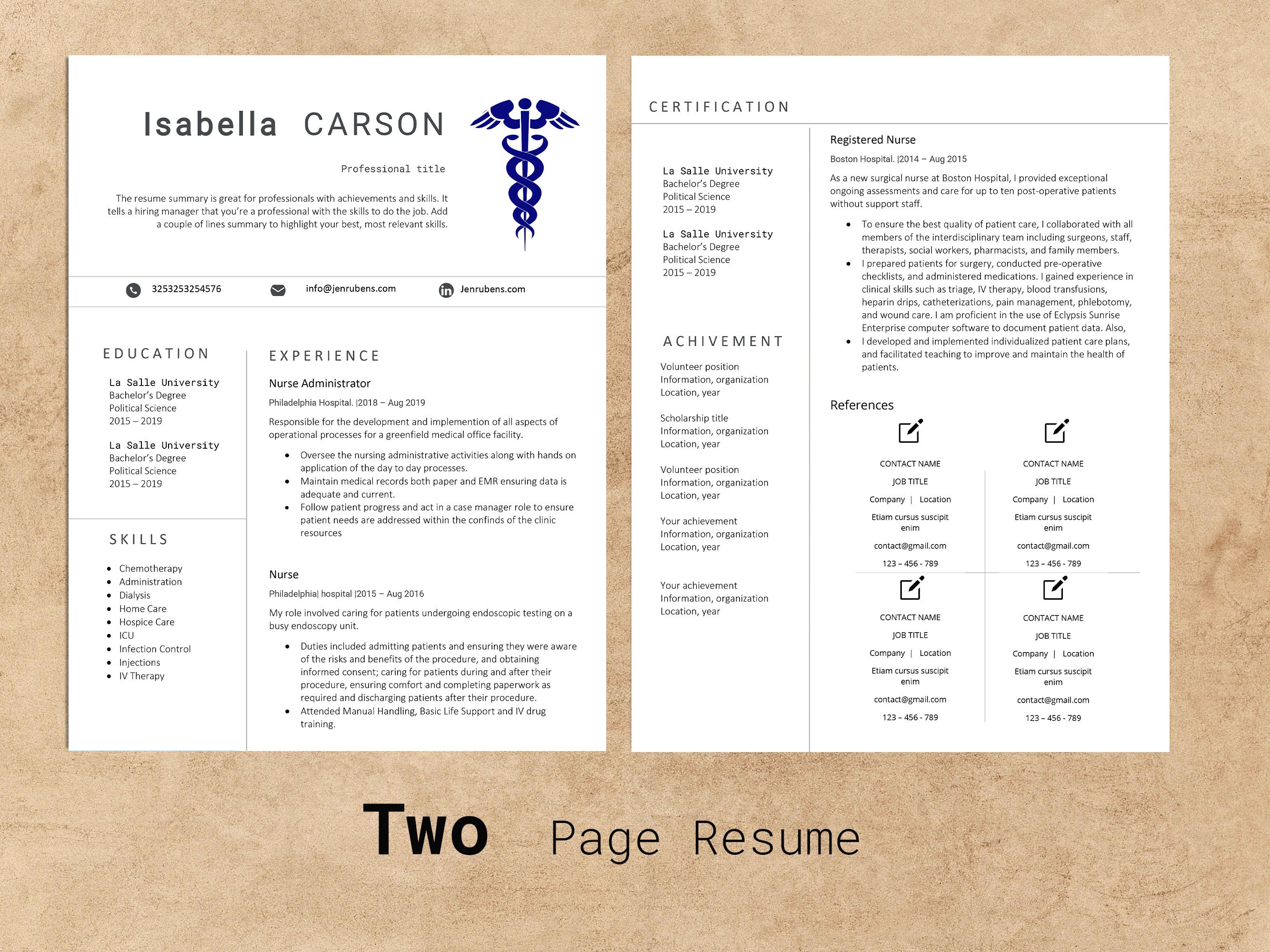 Nurse resume template  & CV Word preview image.