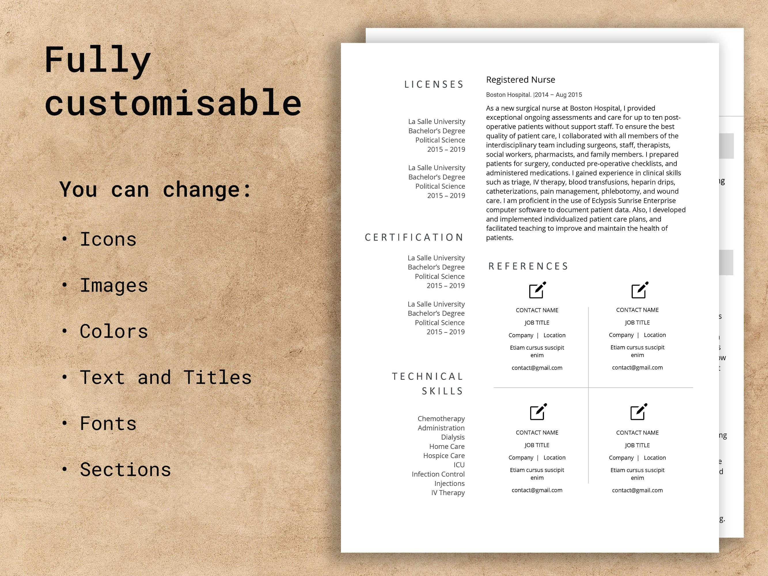Clean and modern resume is displayed on a piece of paper.