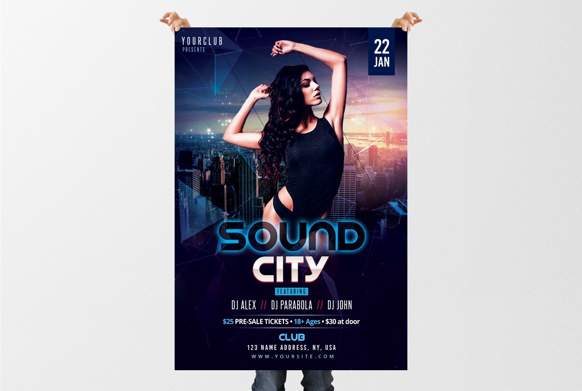 Sound City - PSD Flyer Template preview image.