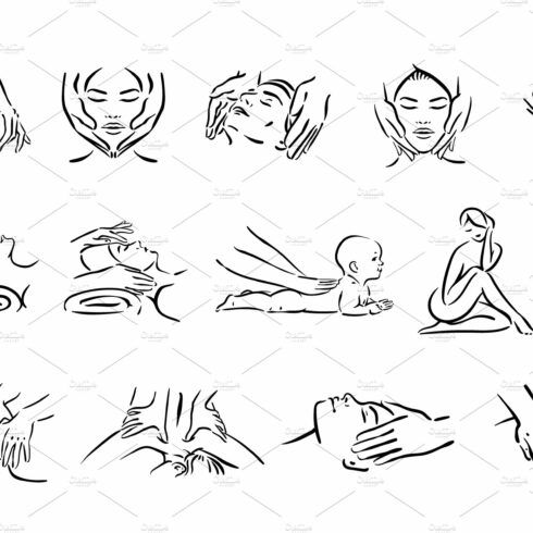 Spa and massage icons set cover image.