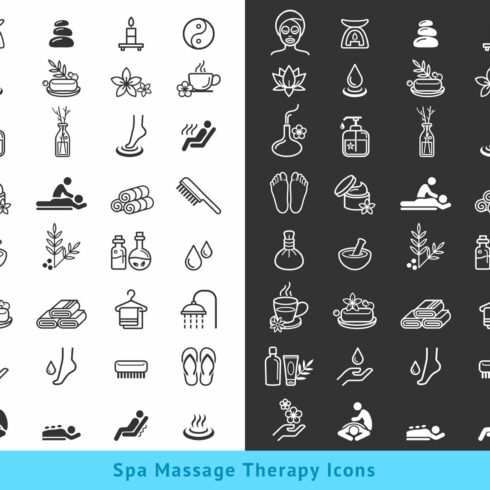Spa Massage Therapy Cosmetics Icons. cover image.