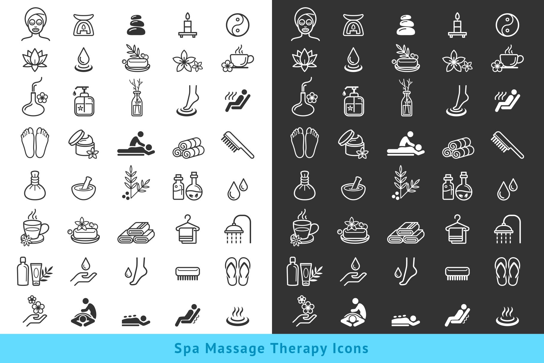 Spa Massage Therapy Cosmetics Icons. cover image.