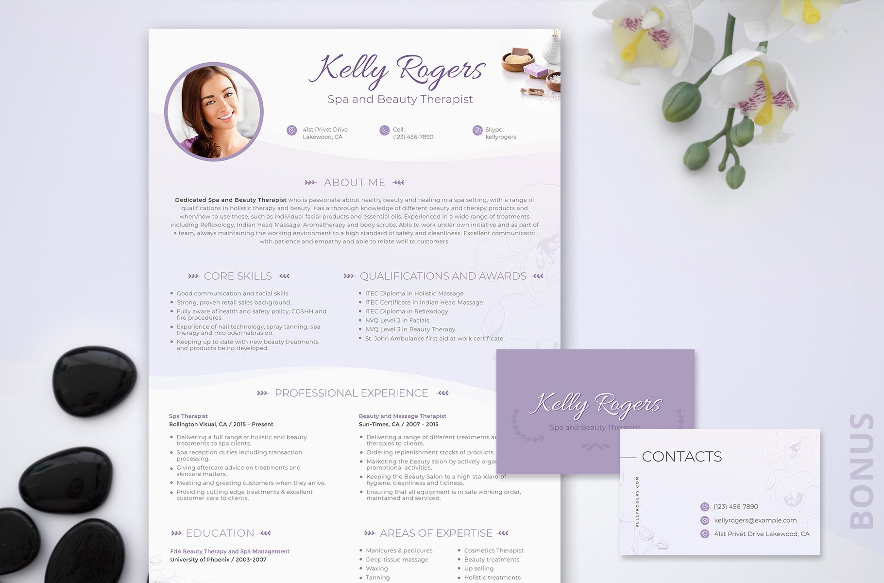 Resume PSD: Spa & Beauty Therapist cover image.