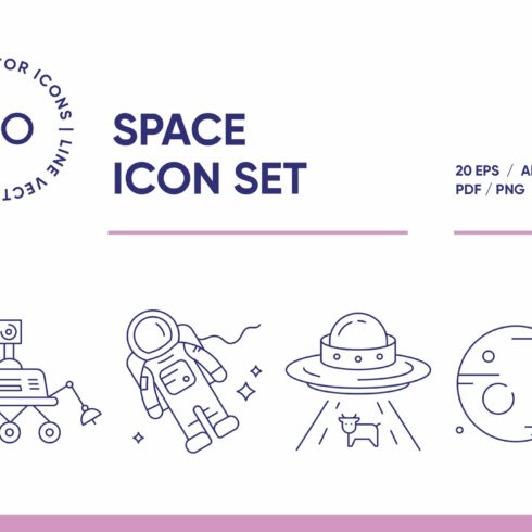 Space Exploration Line Icon Set cover image.