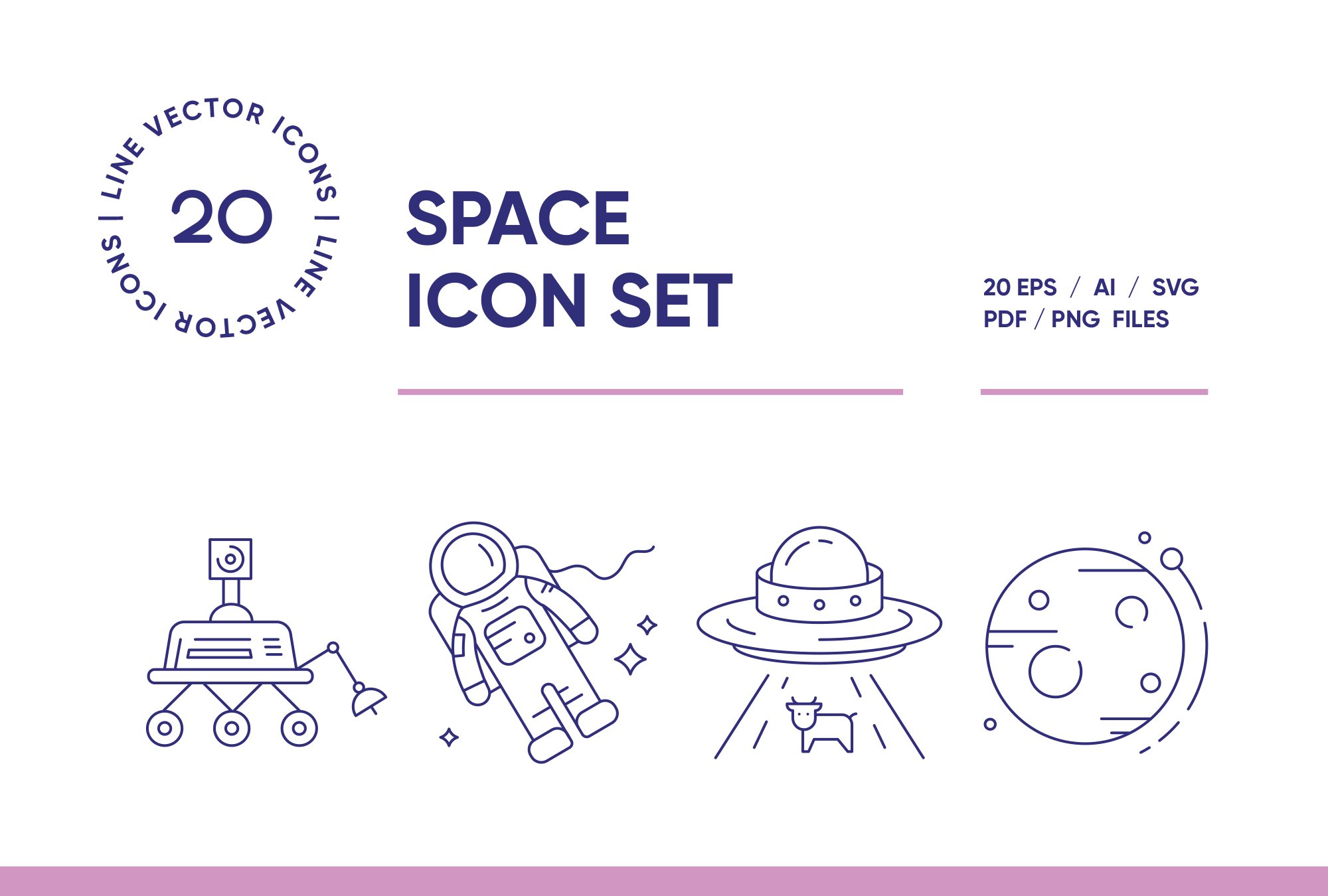 Space Exploration Line Icon Set cover image.