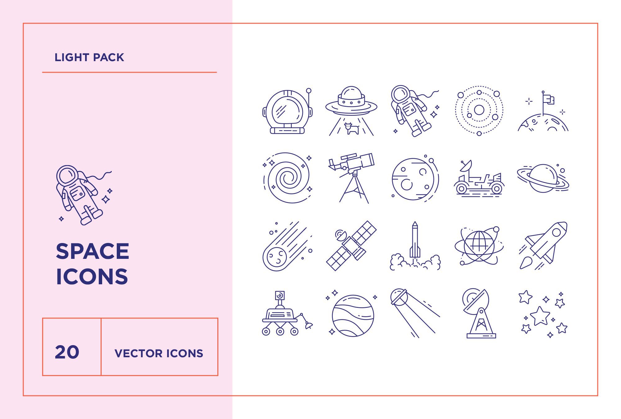 Space Exploration Line Icon Set preview image.