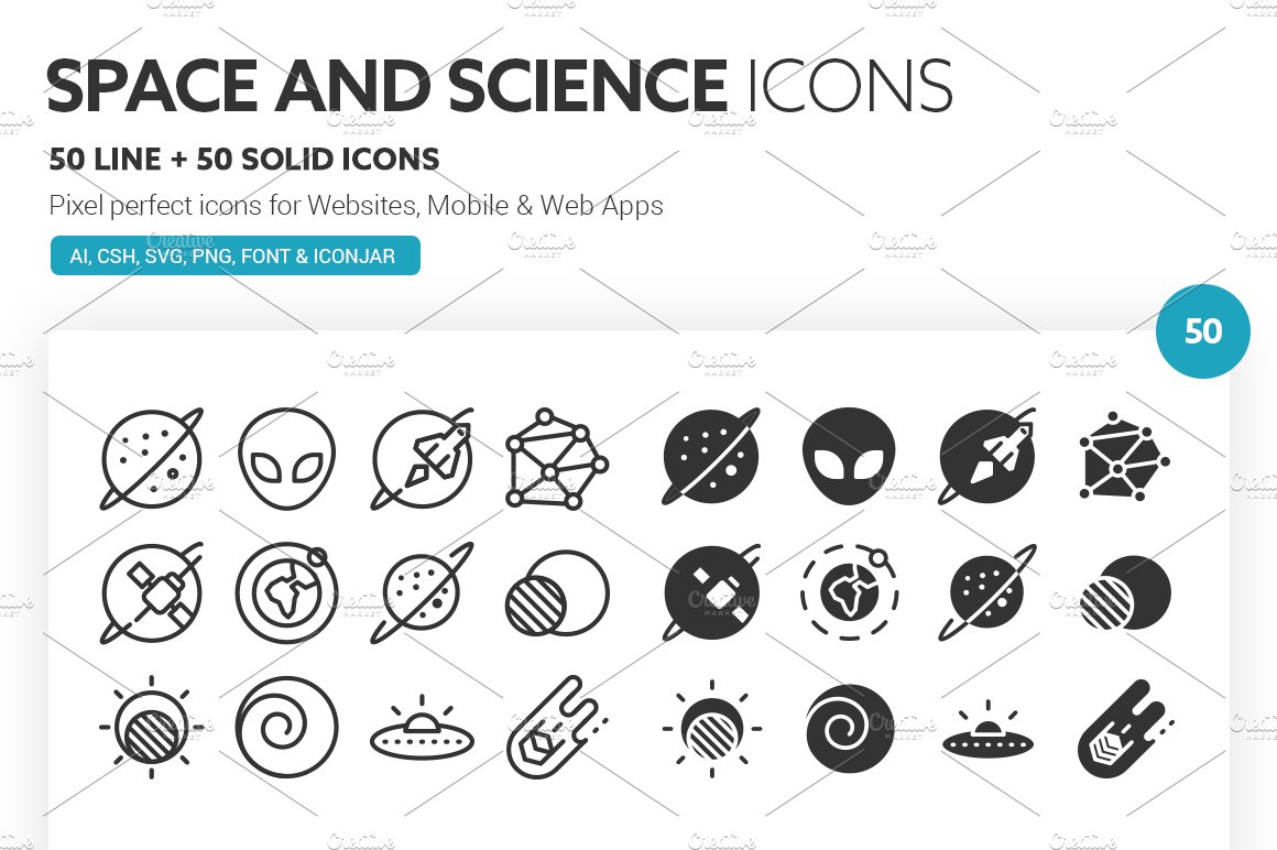 Space and Science Icons cover image.