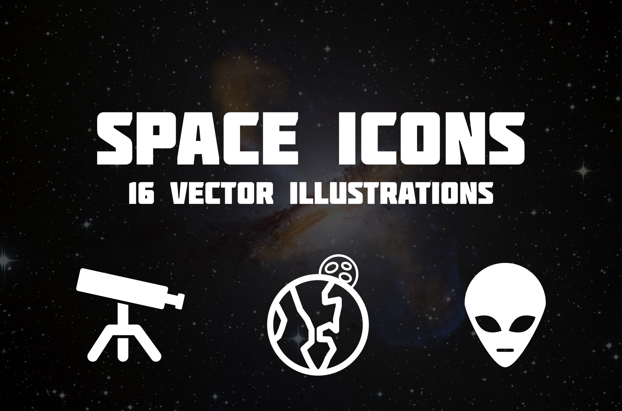 Space Icons - Set of 16 Vectors cover image.