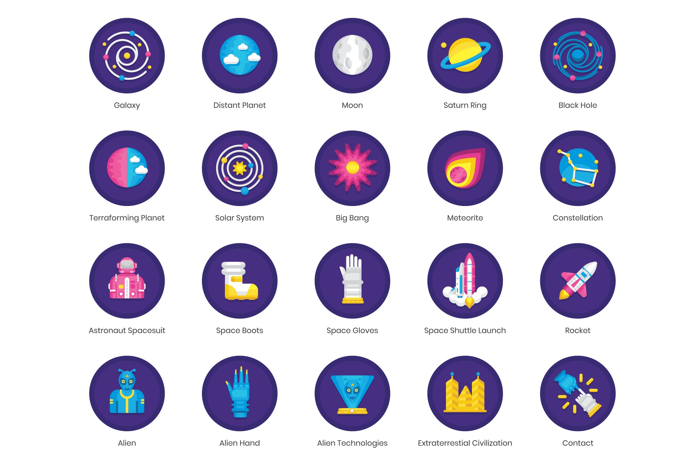 68 Space Icons - Orchid Series preview image.