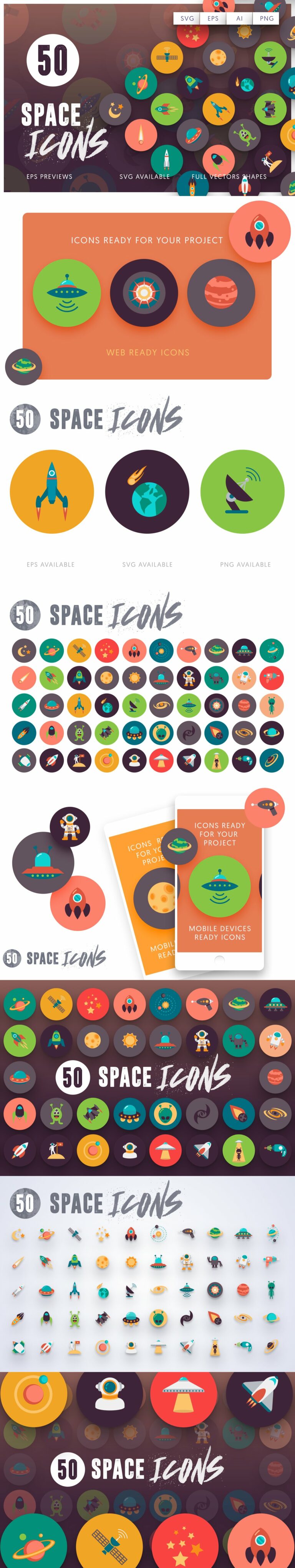 50 Space Icons – MasterBundles