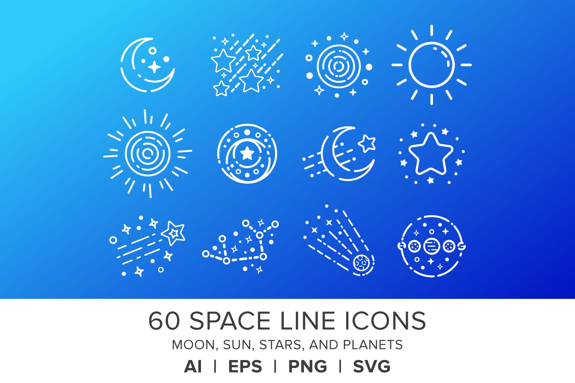 Space Line Icons Set cover image.