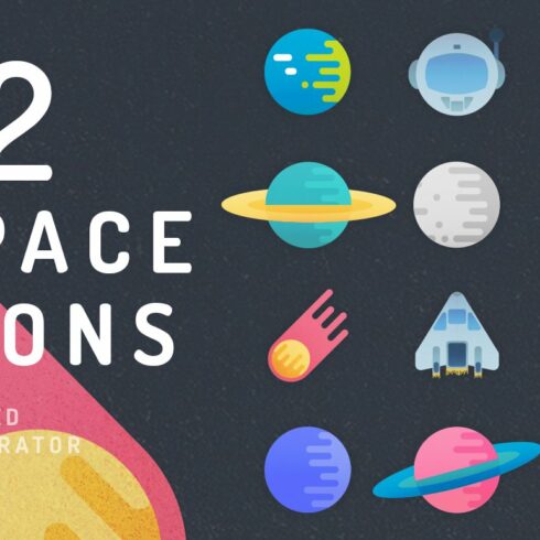 12 Vibrant Space Icons cover image.