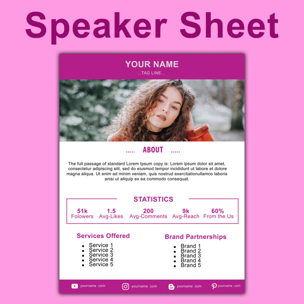 Speaker sheet design template MasterBundles