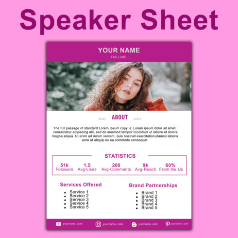 Speaker sheet design template cover image.
