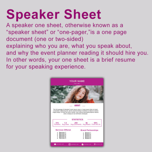 Speaker sheet design template - MasterBundles