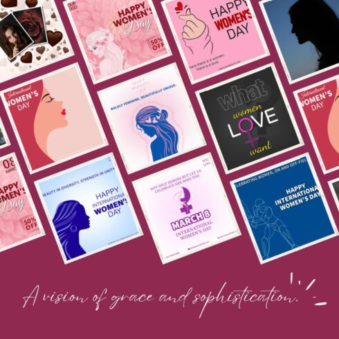 Unique and trendy social media post sets of International Women's Day cover image.