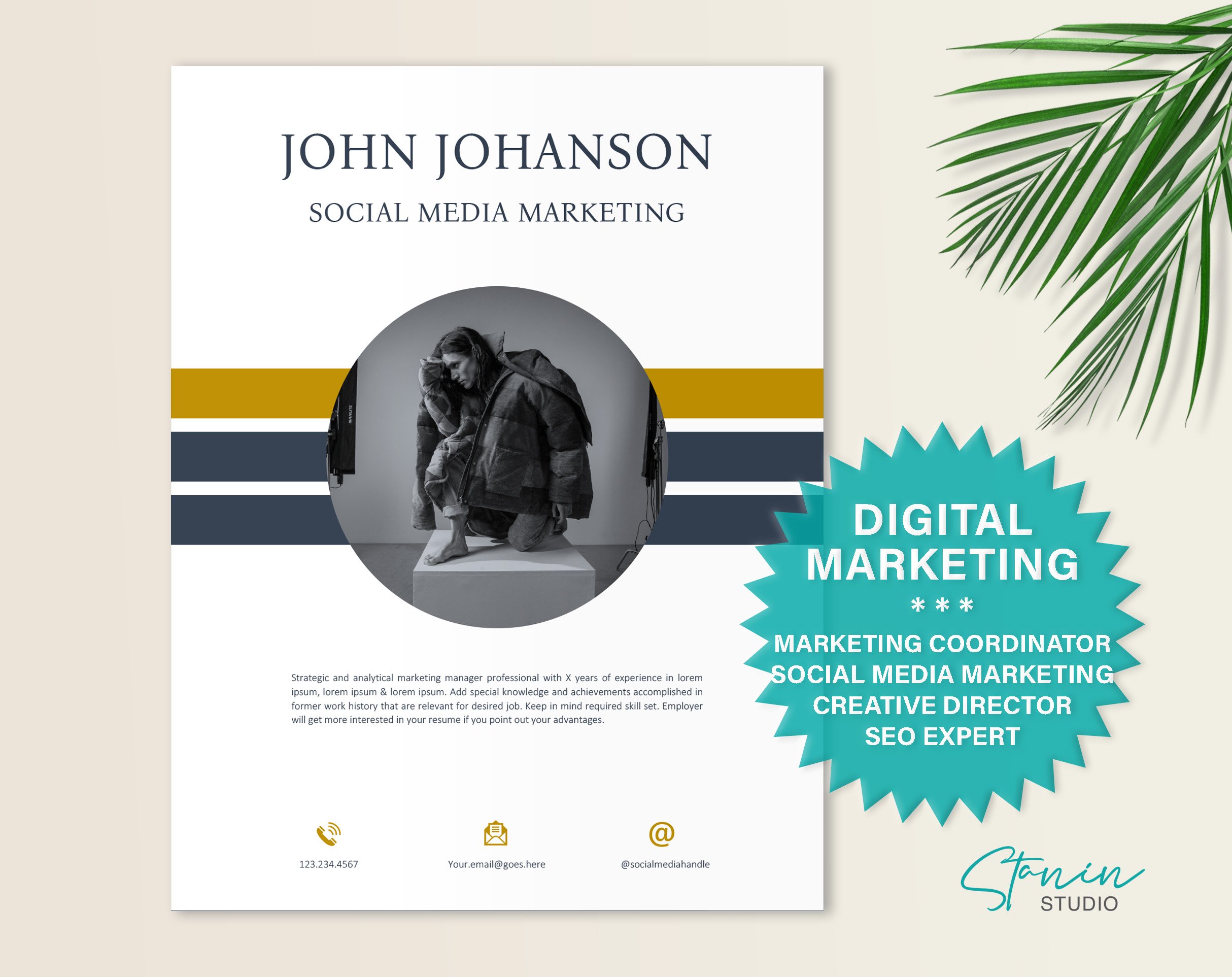 Digital Marketing Resume Template cover image.