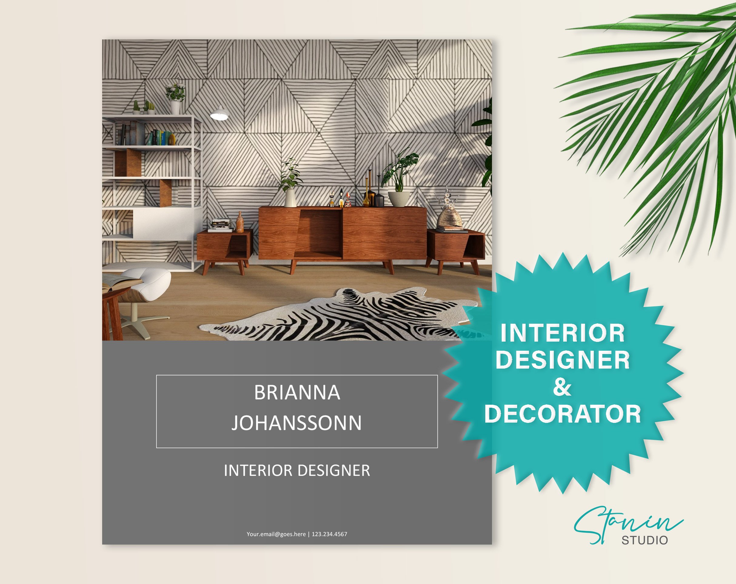 Interior Designer, Decorator Resume cover image.