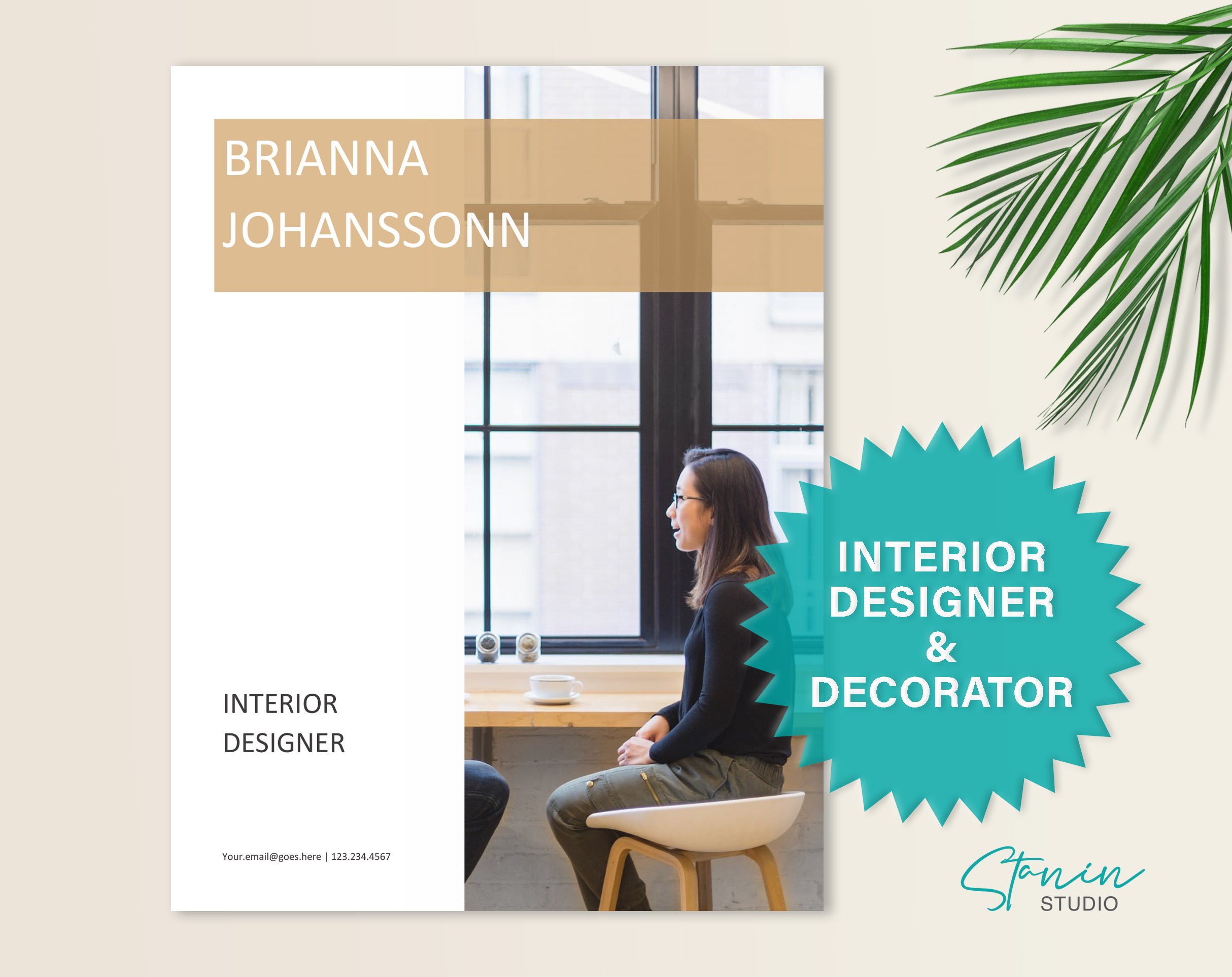 Interior Designer Resume Word cover image.
