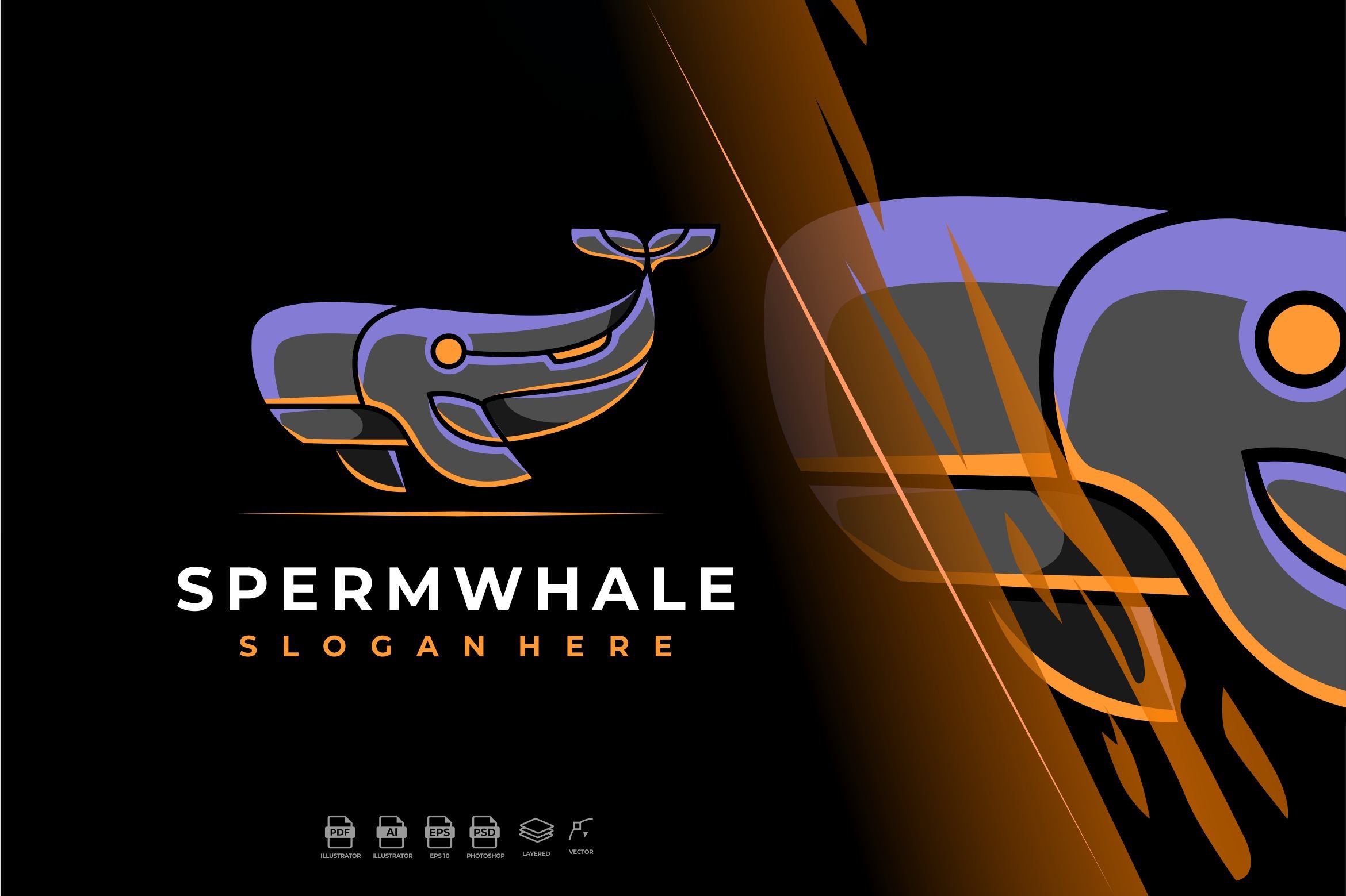 Modern Mecha Robot Sperm Whale Logo cover image.