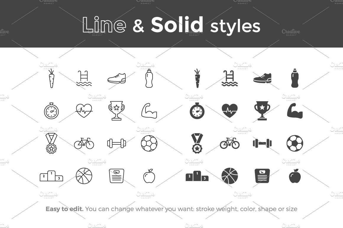 Sport and Fitness Icons preview image.