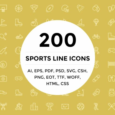 200 Sports Line Icons cover image.