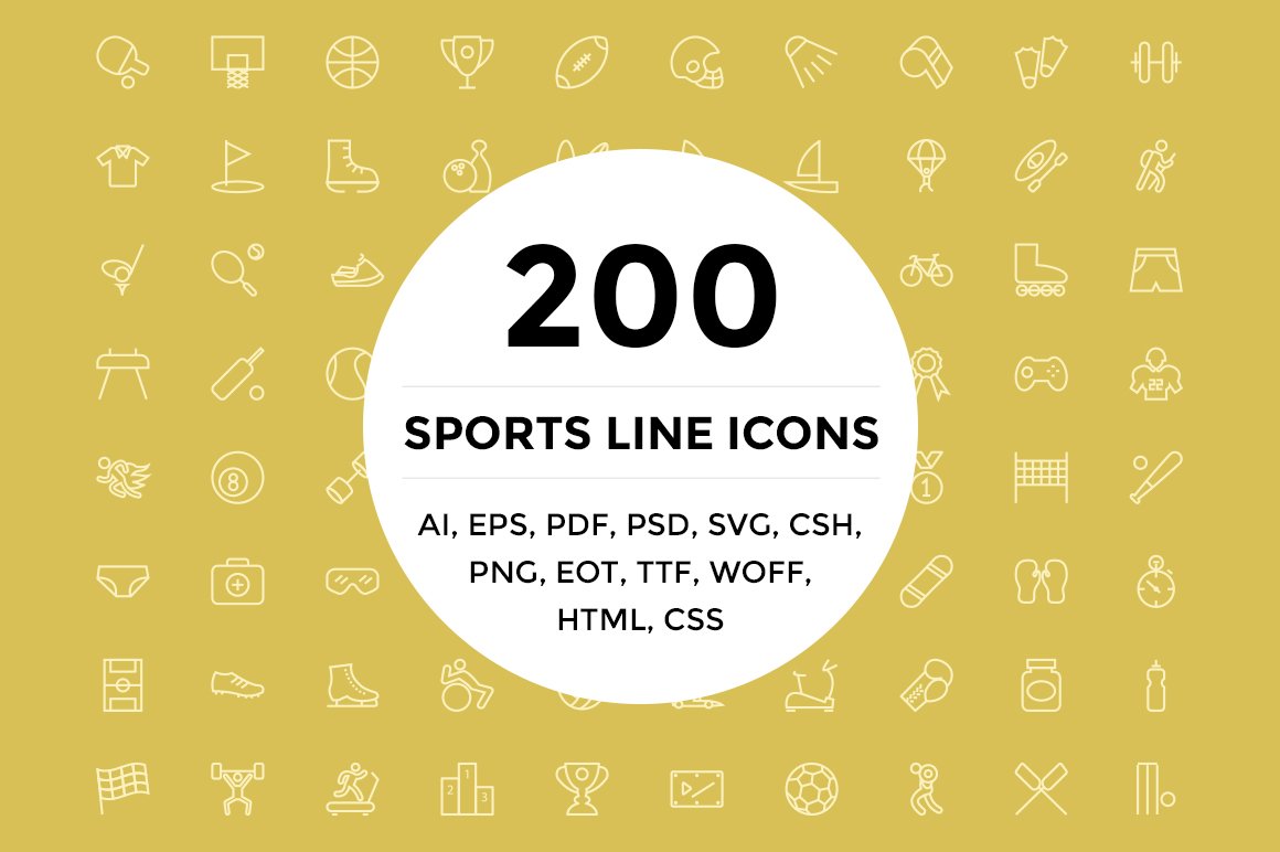 200 Sports Line Icons cover image.