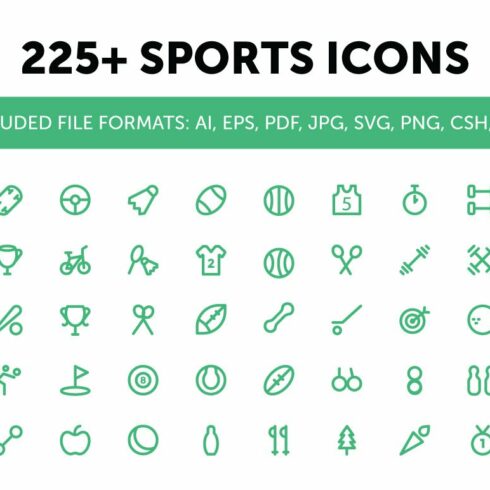 225+ Sports Icons Set cover image.