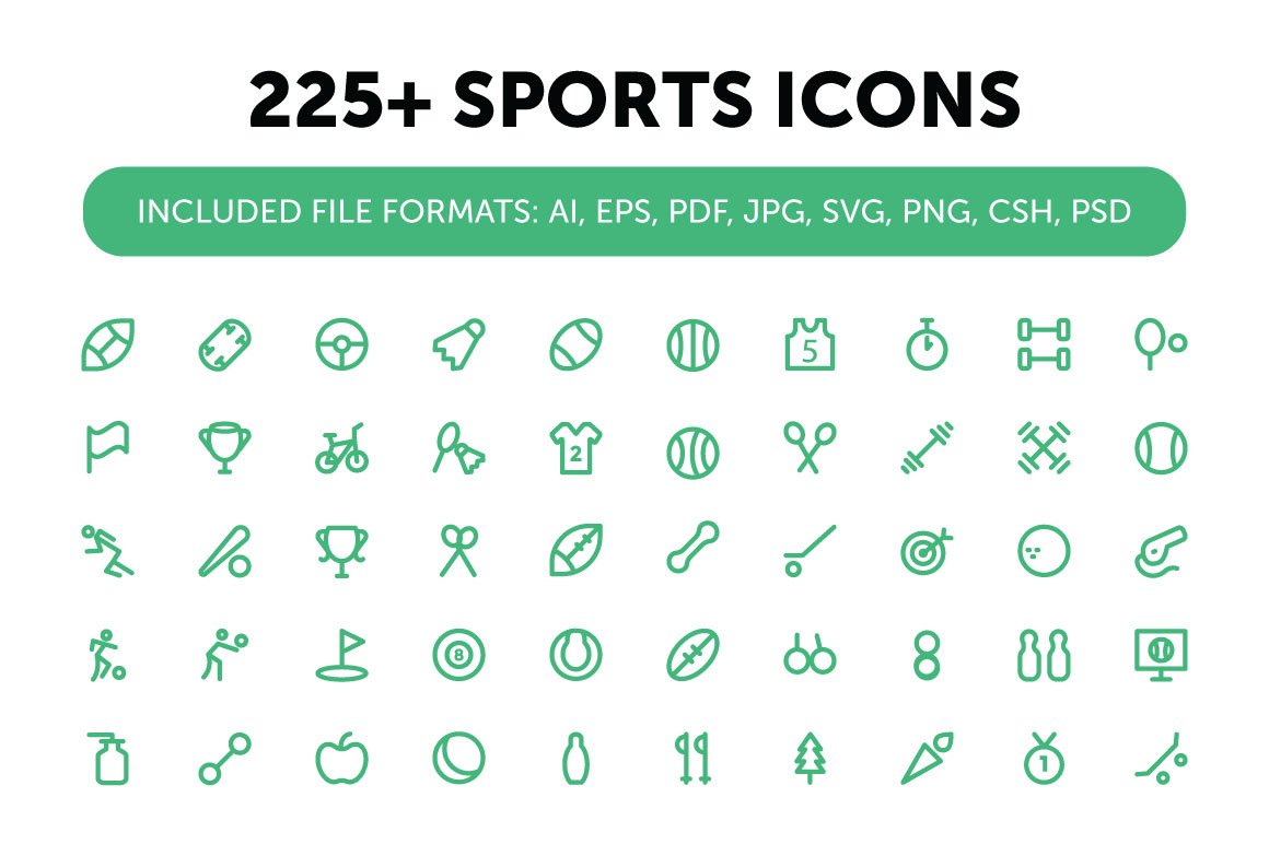 225+ Sports Icons Set cover image.