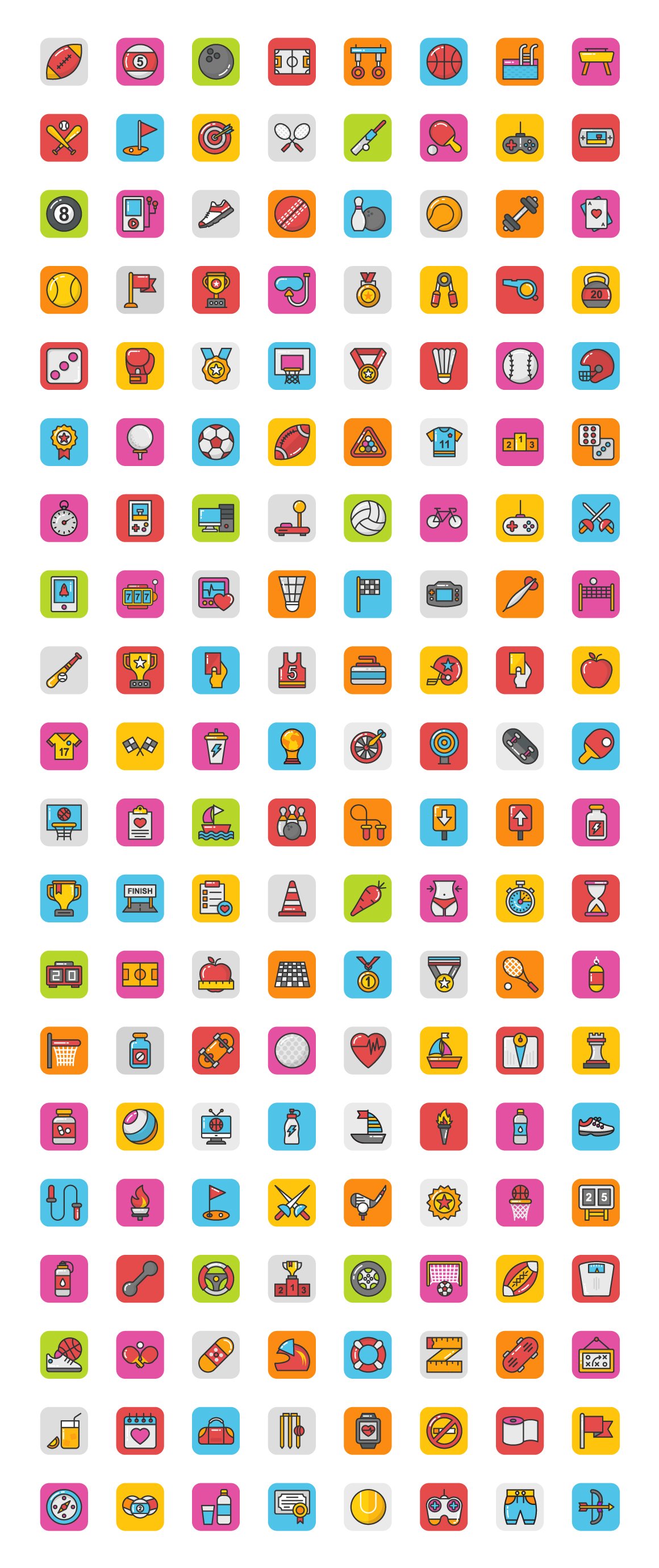160 Sports and Games Icons preview image.