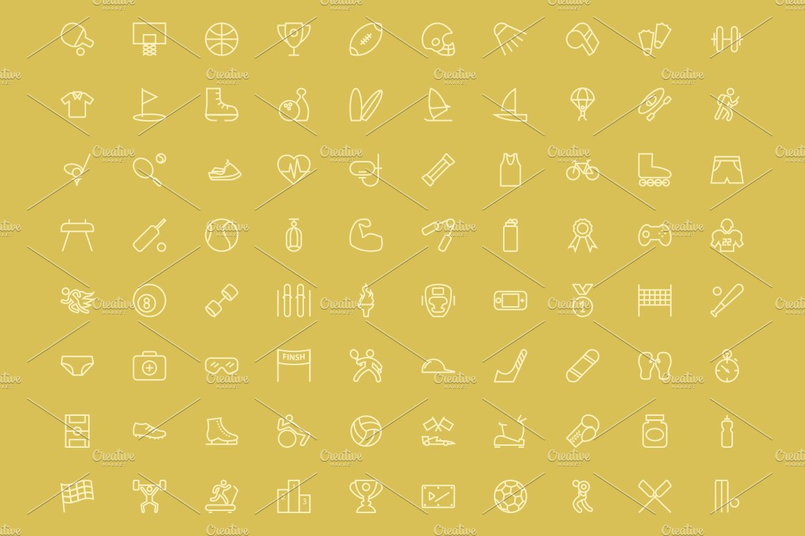 200 Sports Line Icons preview image.