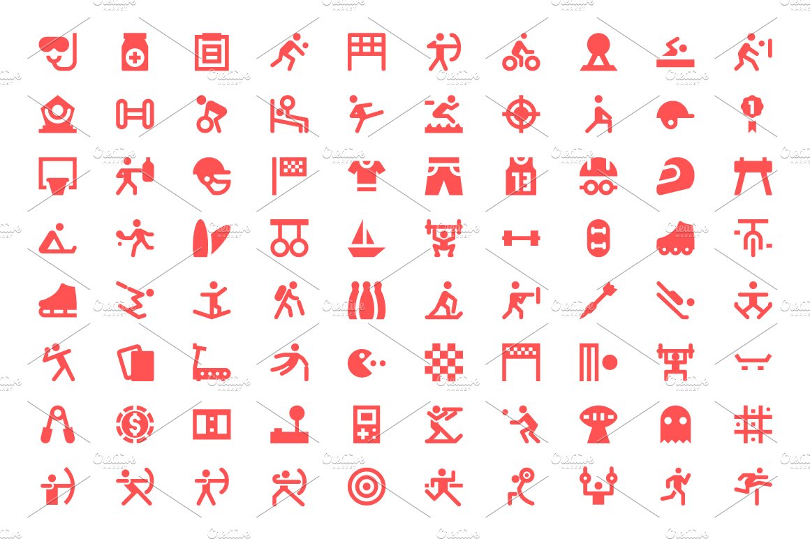 350+ Sports and Games Material Icons preview image.