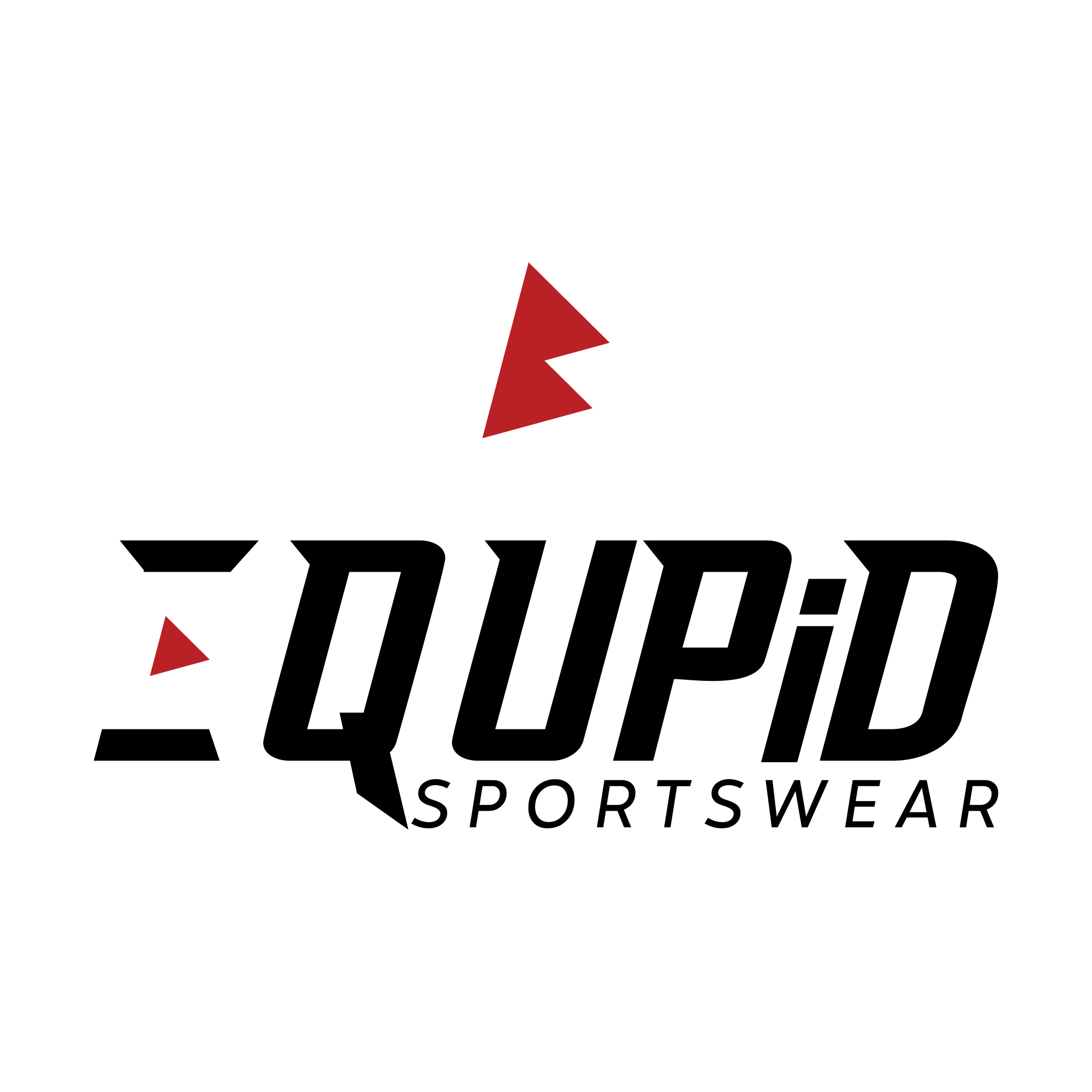 Black and red logo with the words equipd sportswear.