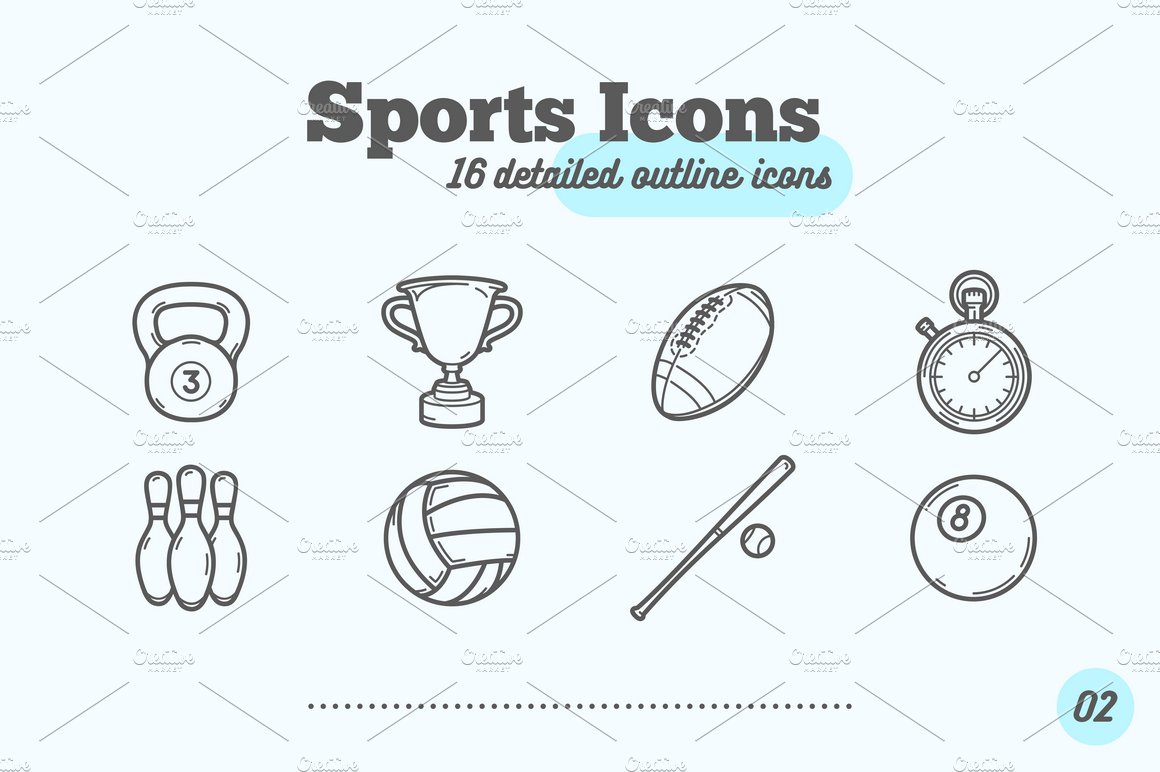 16 Sports Icons preview image.