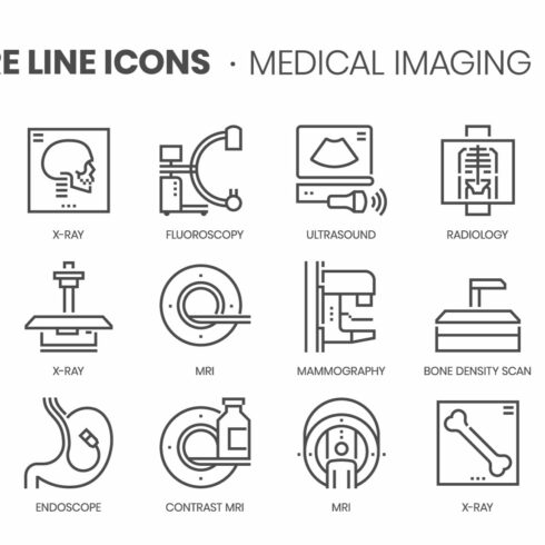 Medical Imaging, Square Line Icons cover image.