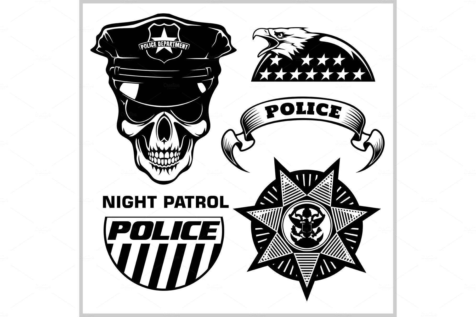 Police badges and design elements - cover image.