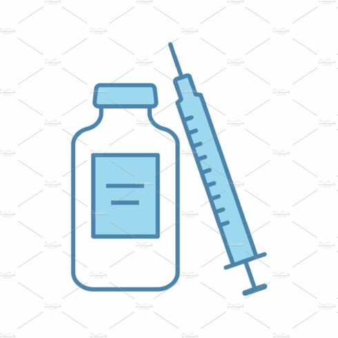 Medicine vial and syringe color icon cover image.