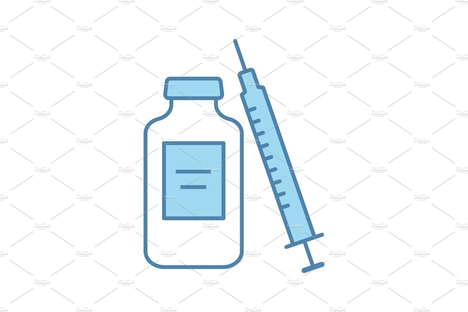 Medicine vial and syringe color icon cover image.
