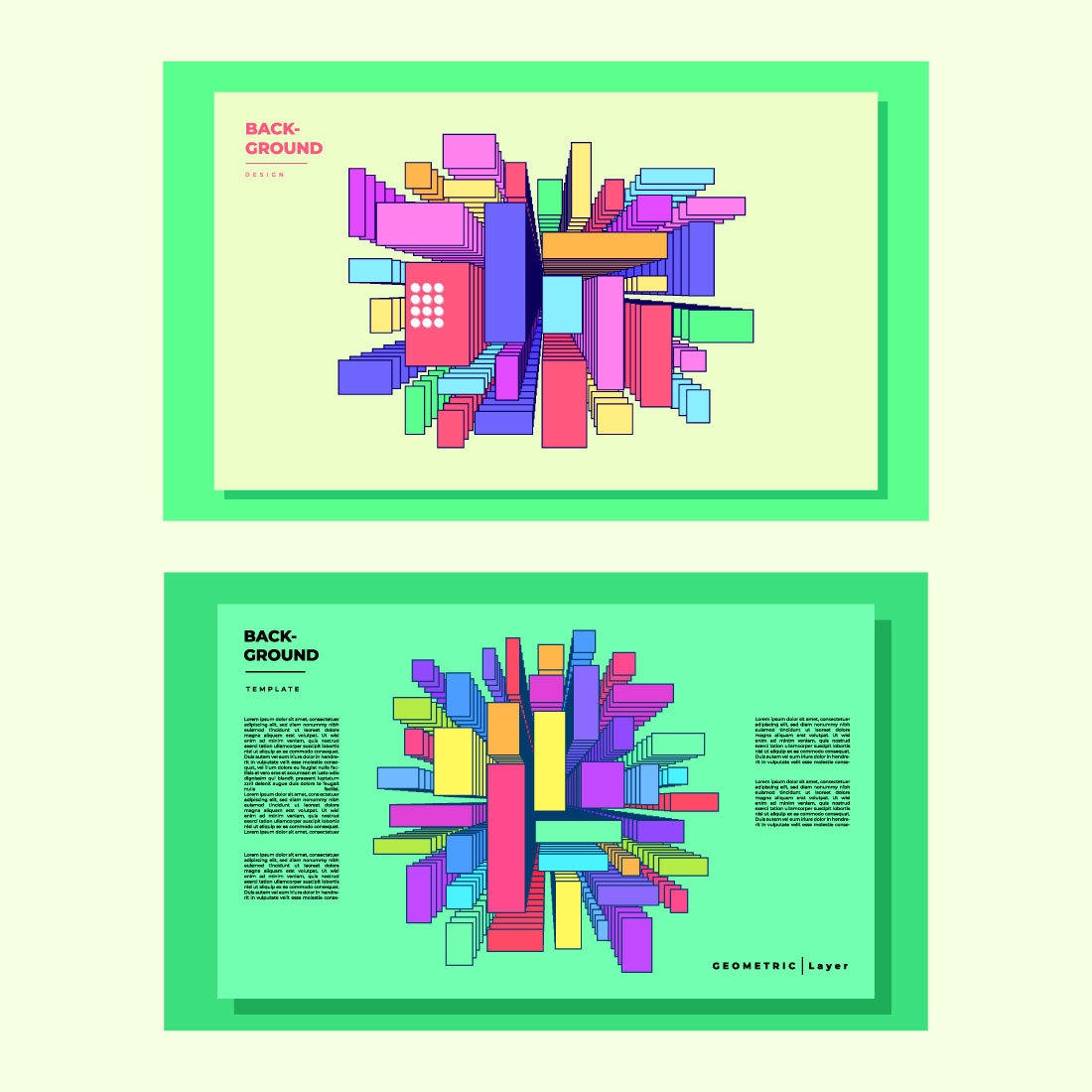 Set of two banners with a colorful abstract design.