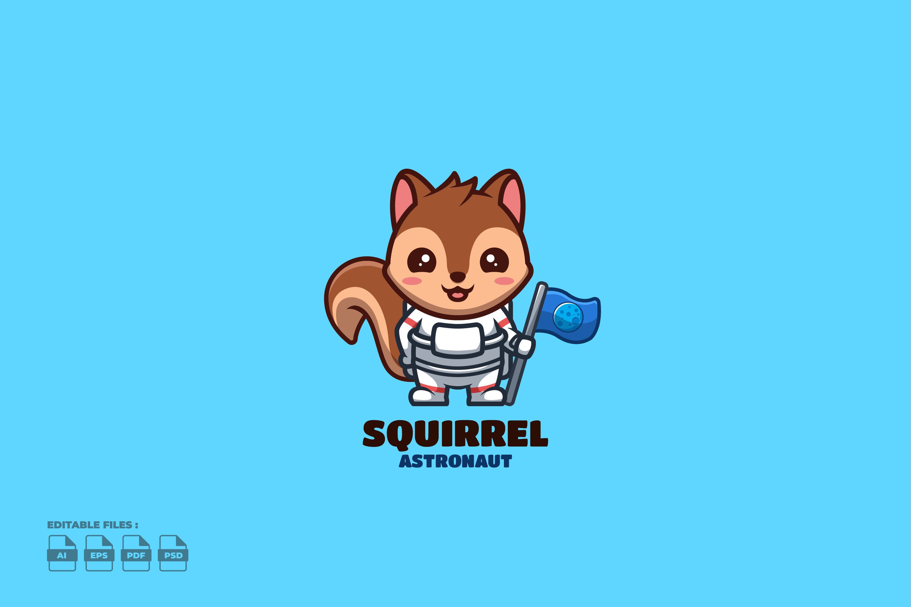 Astronaut Squirrel Cute Mascot Logo cover image.