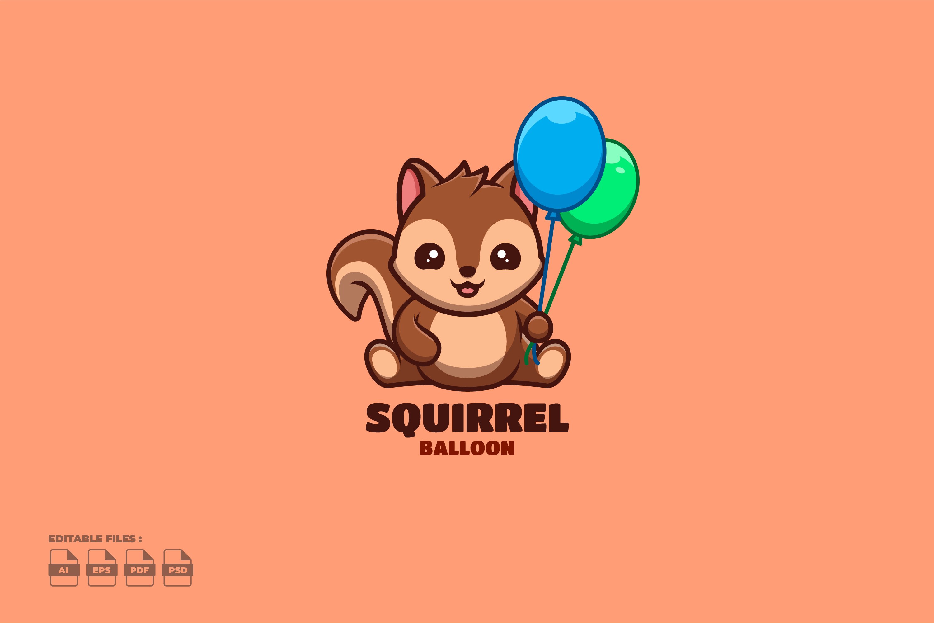 Balloon Squirrel Cute Mascot Logo cover image.