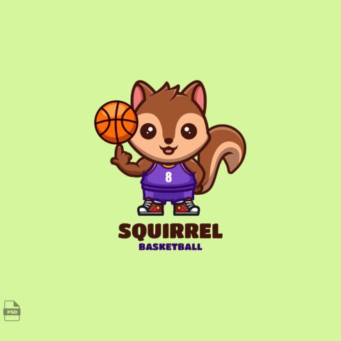 Basketball Squirrel Cute Mascot Logo cover image.