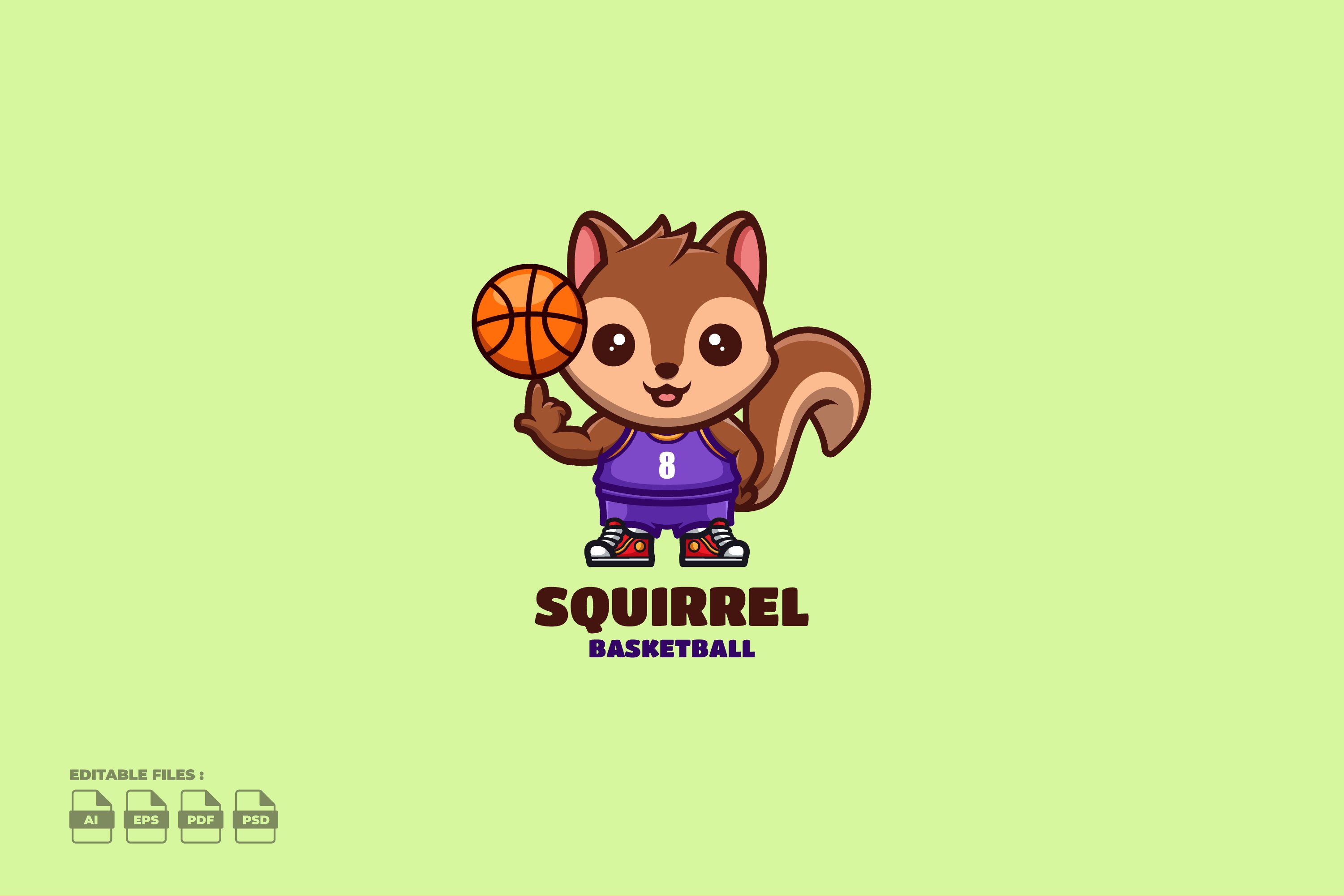 Basketball Squirrel Cute Mascot Logo cover image.