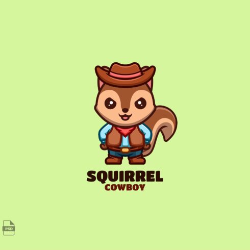 Cowboy Squirrel Cute Mascot Logo cover image.