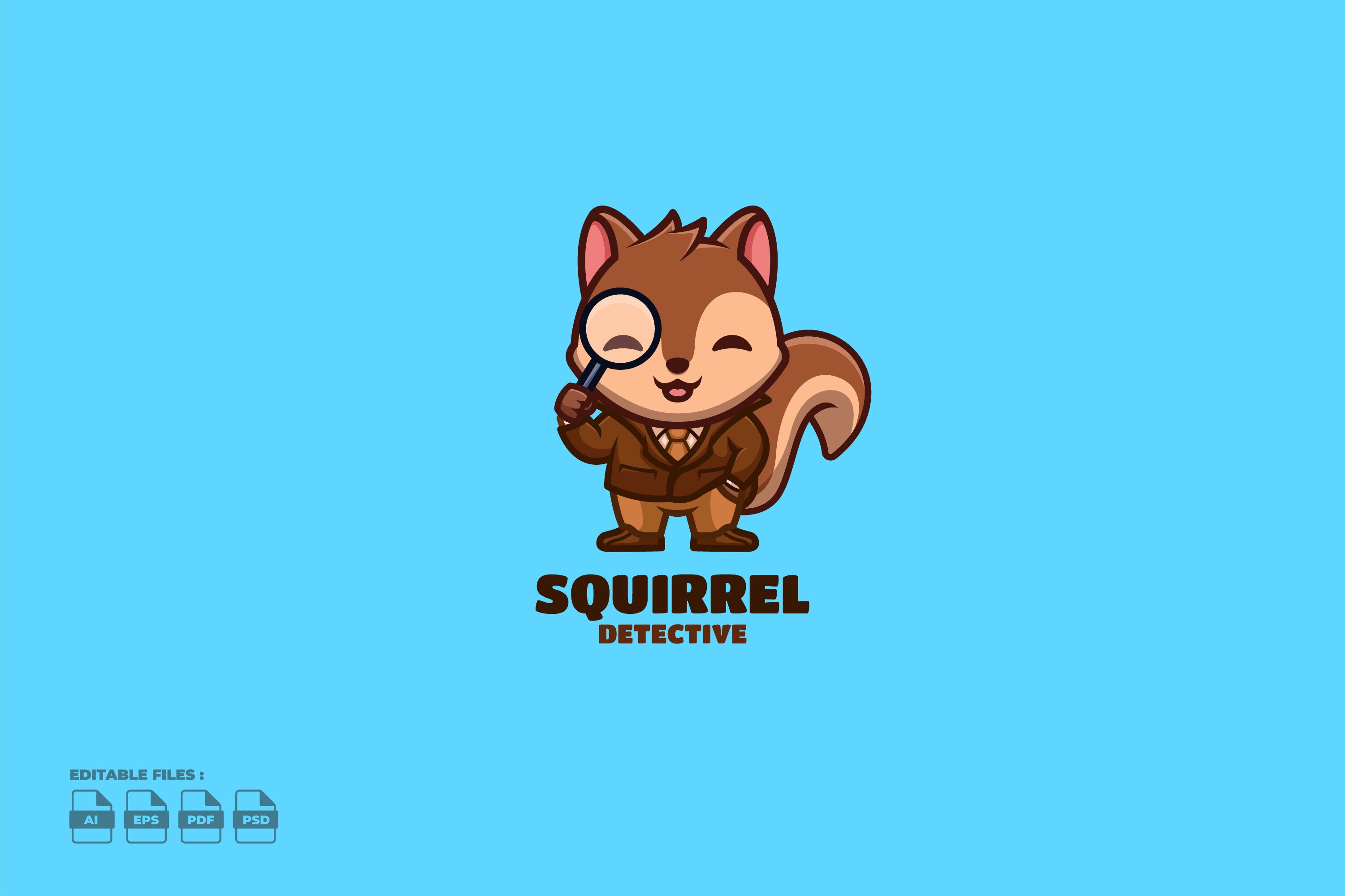 Detective Squirrel Cute Mascot Logo cover image.
