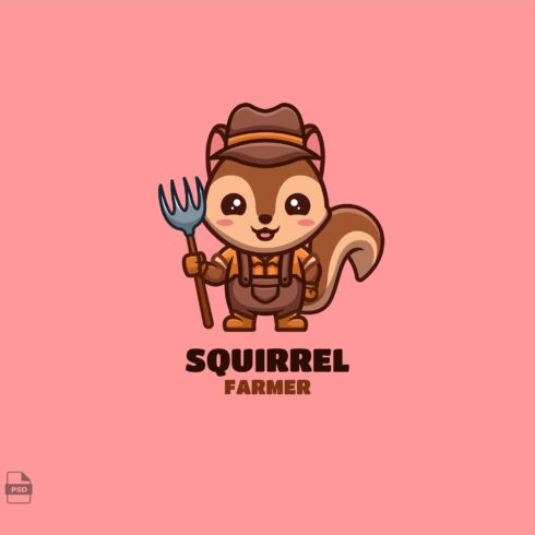 Farmer Squirrel Cute Mascot Logo cover image.