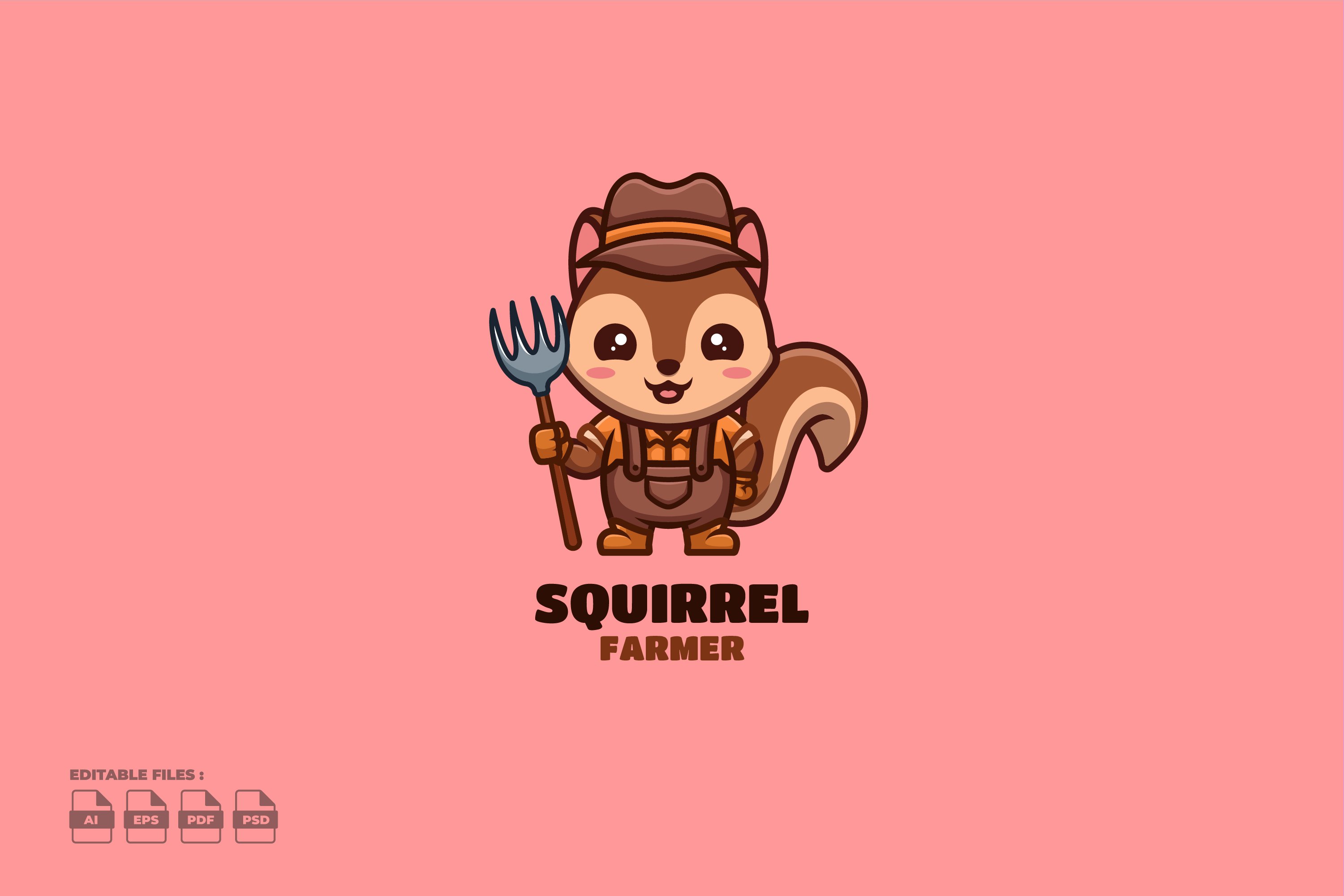 Farmer Squirrel Cute Mascot Logo cover image.