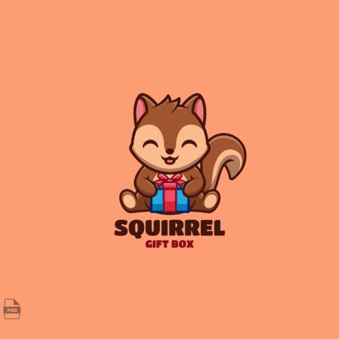 Gift Box Squirrel Cute Mascot Logo cover image.