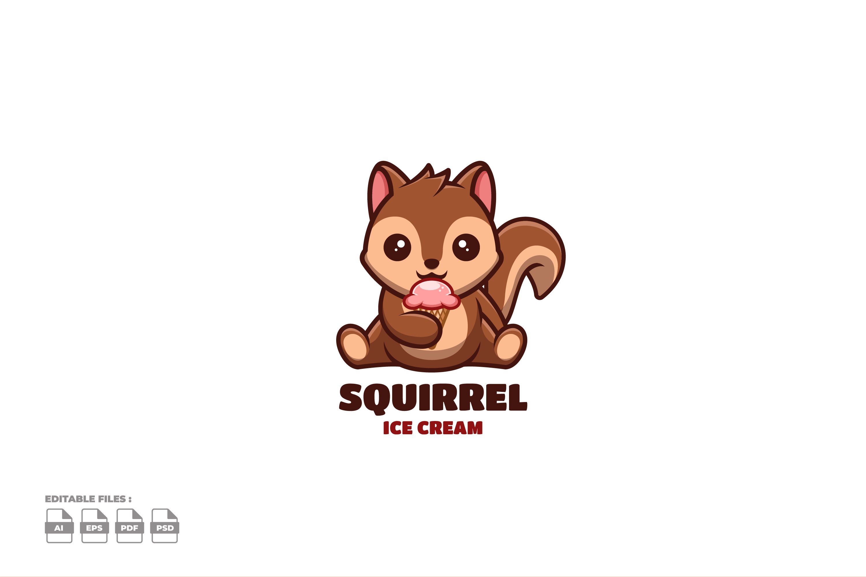 Ice Cream Squirrel Cute Mascot Logo cover image.